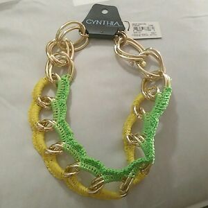 Cynthia Rowley Link Necklace green & yellow